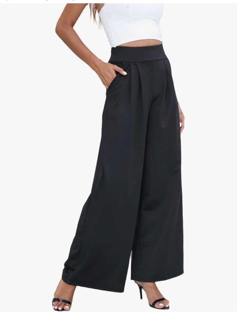 High-Rise Black Wide-Leg Palazzo Pants
